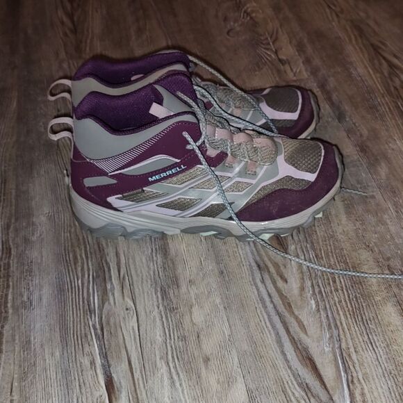 Merrell Moab 5 Mid Hiking Boots, #61726, Gray/Purple, Leather, Womens US Size 5 - Picture 5 of 7